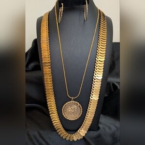 #38. Kasu Mala South Indian  Coin Necklace & Additional Coin Pendant & Earrings